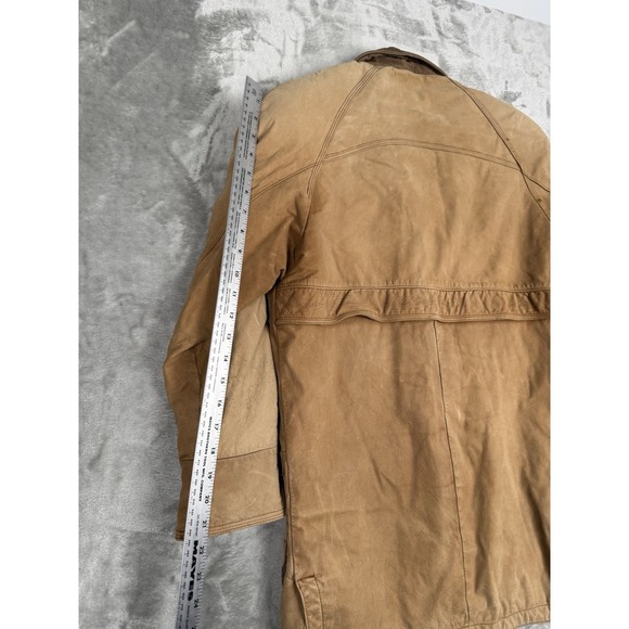 Vintage Paris Sport Club Brown Leather Barn Jacket Mens Small Chore Western Y2K - Picture 9 of 12